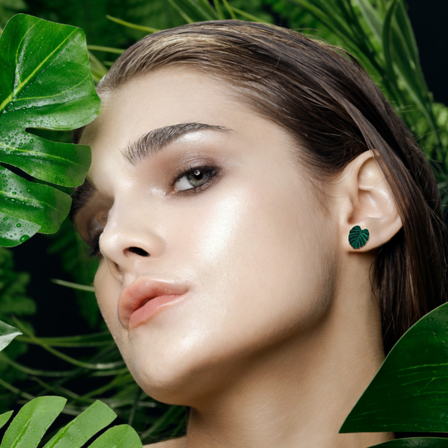 Monstera Stud Earrings