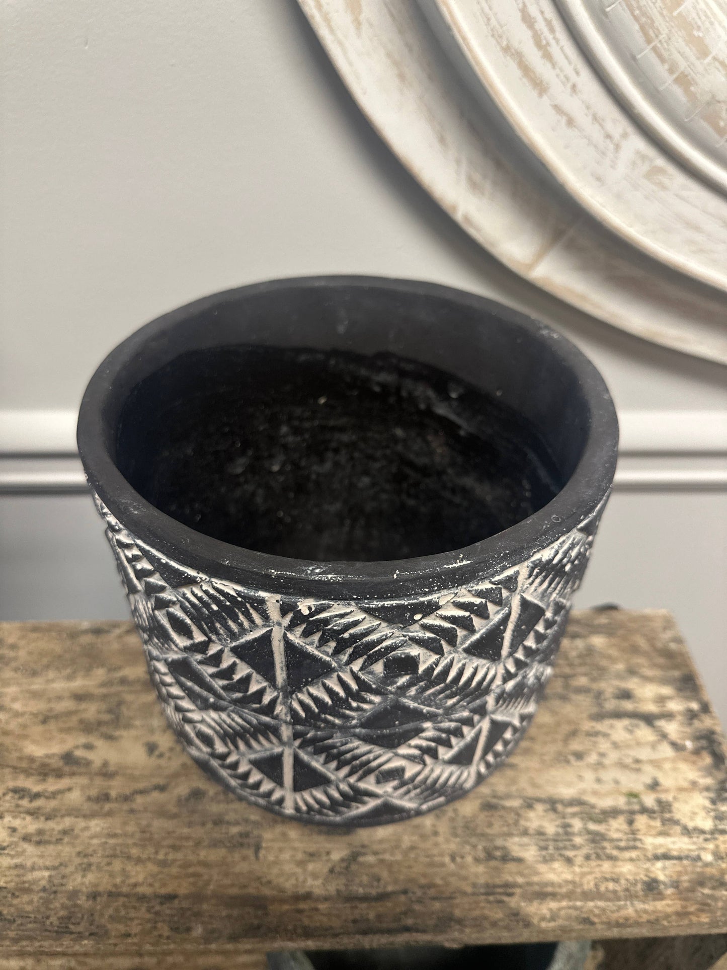 Aboriginal Rhombus Planter Black