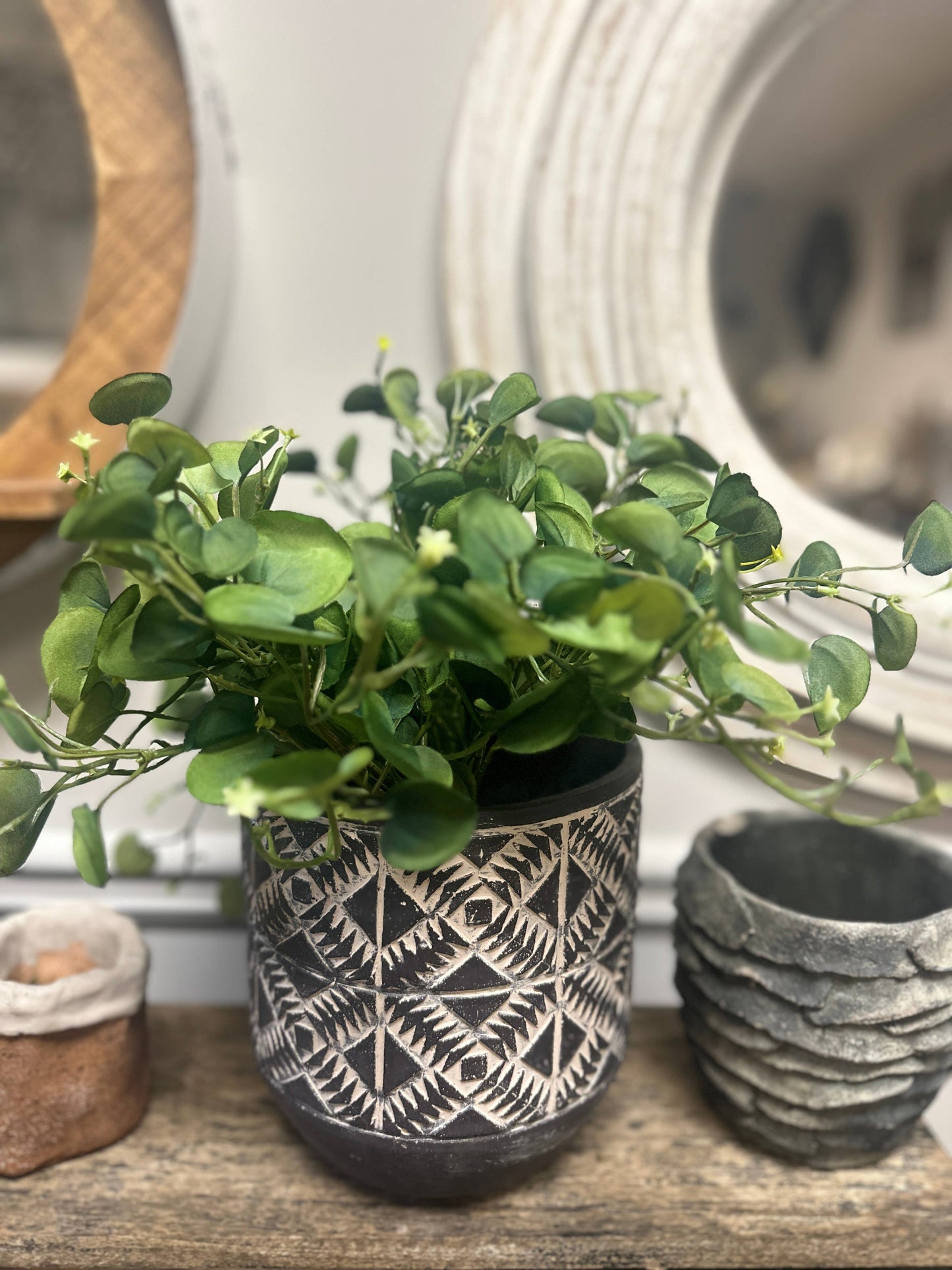 Aboriginal Rhombus Planter Black