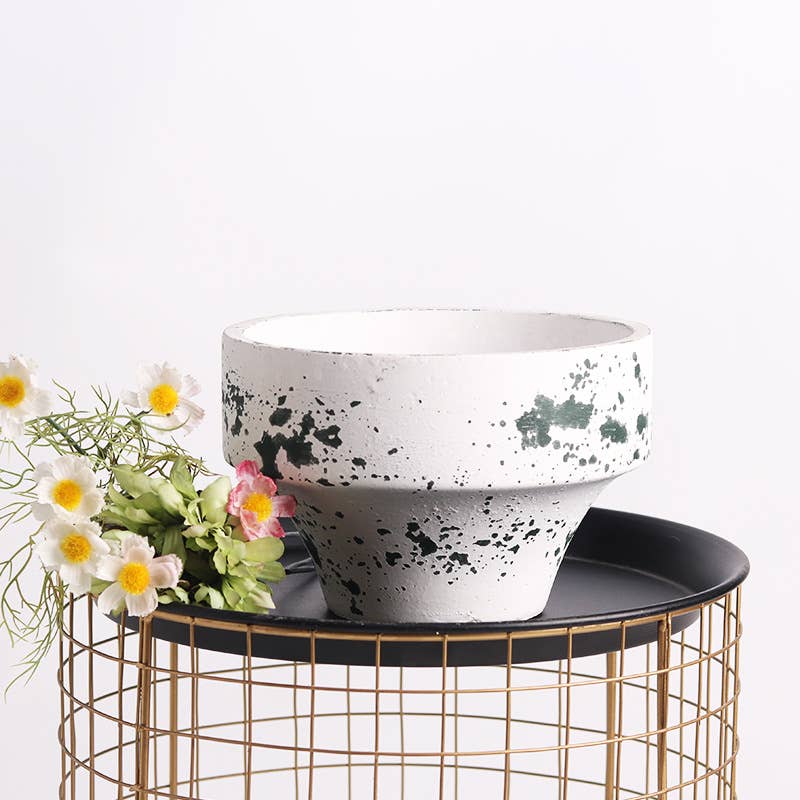 Mottled Cyan Cement Planter - Small