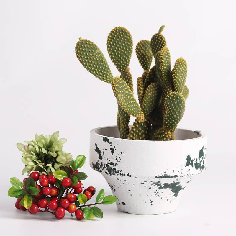 Mottled Cyan Cement Planter - Small