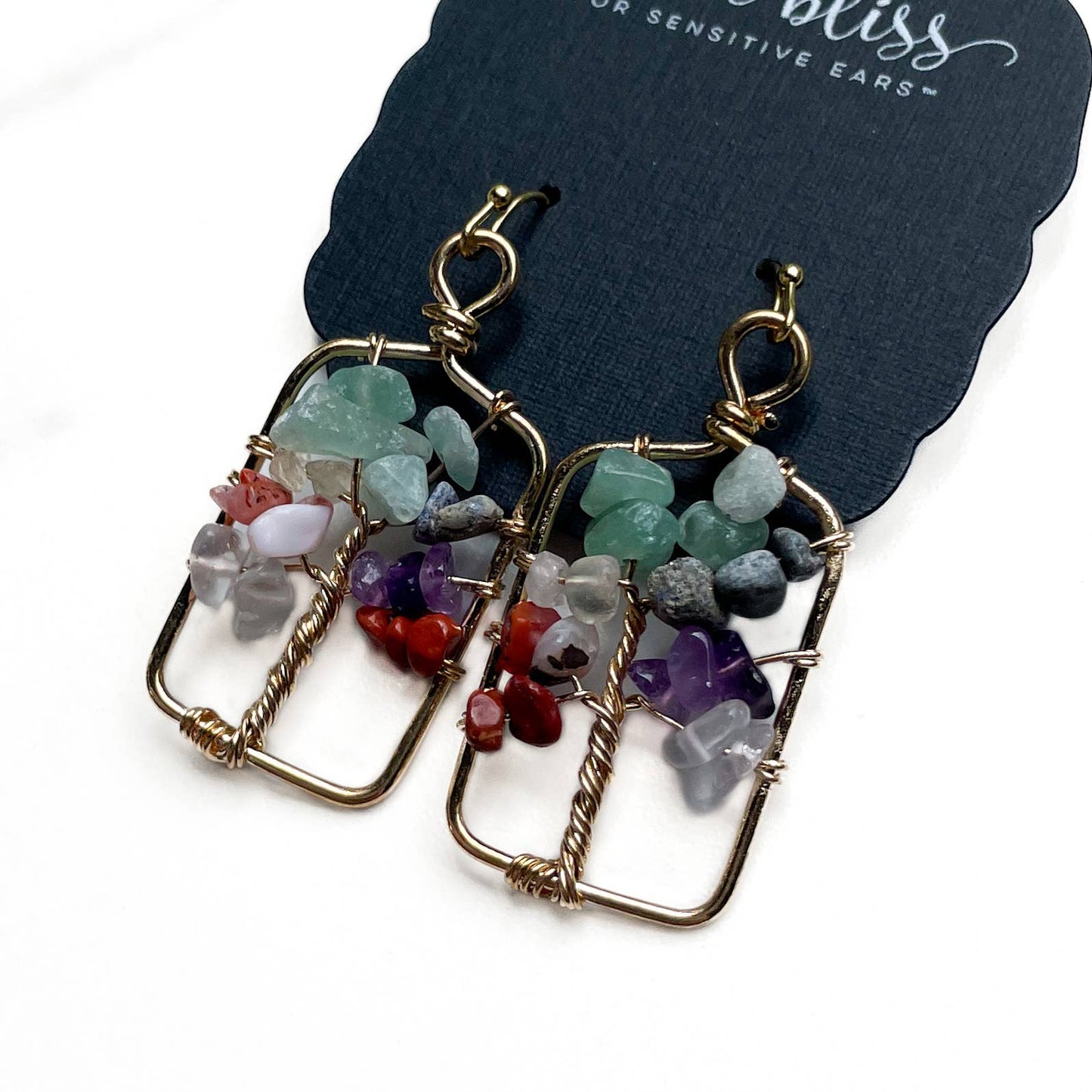 Deep Roots in Patchwork Stones Earrings