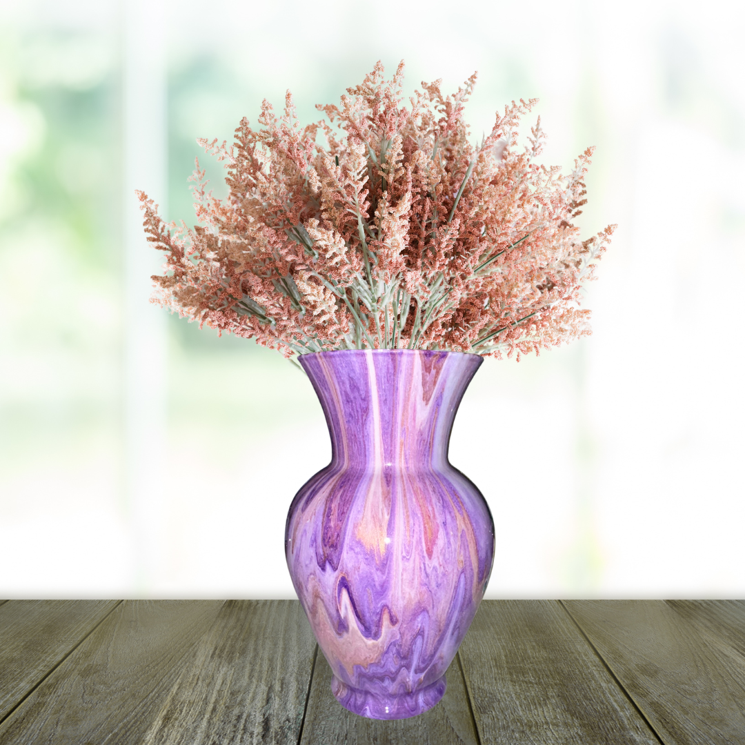 10.5 glass vase - decorative vase - purple and copper vase