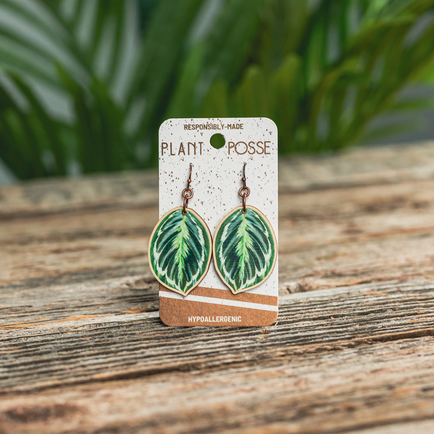 Medallion Prayer Plant Dangle Earrings
