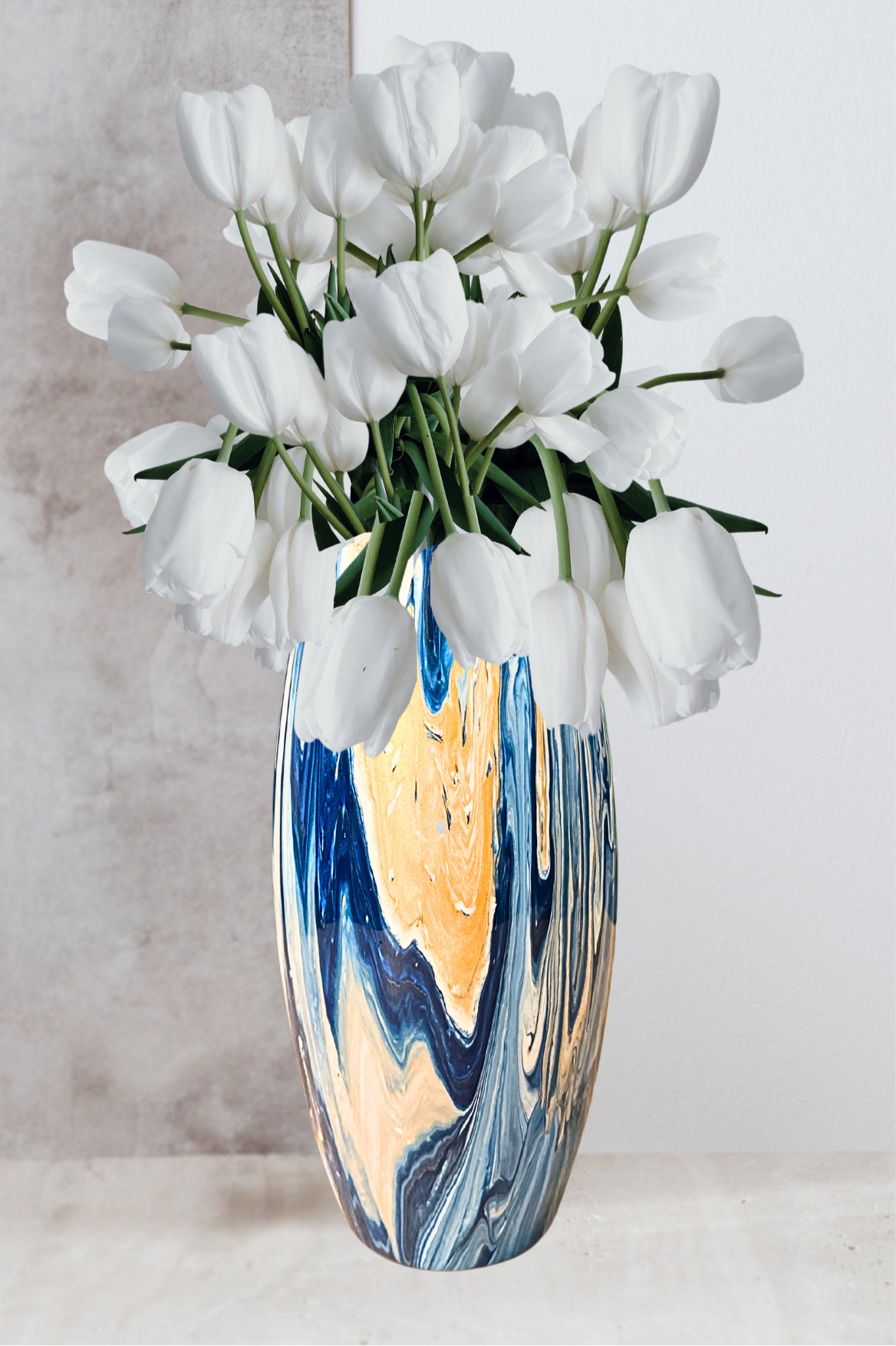 Made to order! Abstract Elegant Glass Vase with Pouring Paint Design