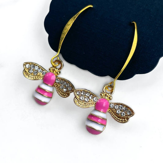 Pink Bee Earrings