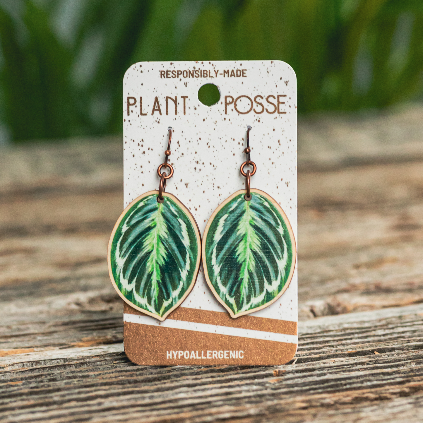 Medallion Prayer Plant Dangle Earrings