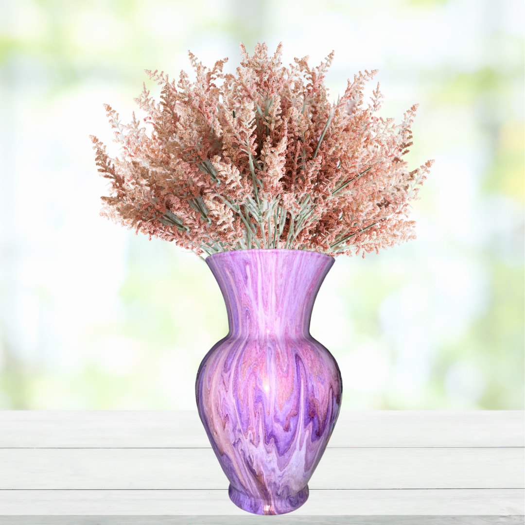 10.5 glass vase - decorative vase - purple and copper vase