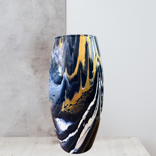 10” Fluid Art Glass Vase | Decorative Vase | Modern Abstract Home Decor