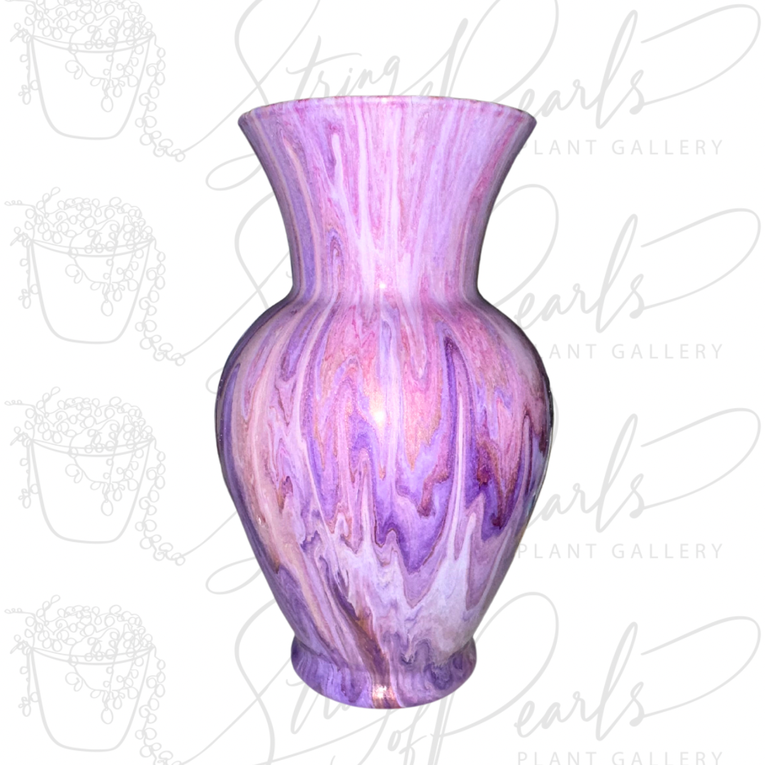 10.5 glass vase - decorative vase - purple and copper vase