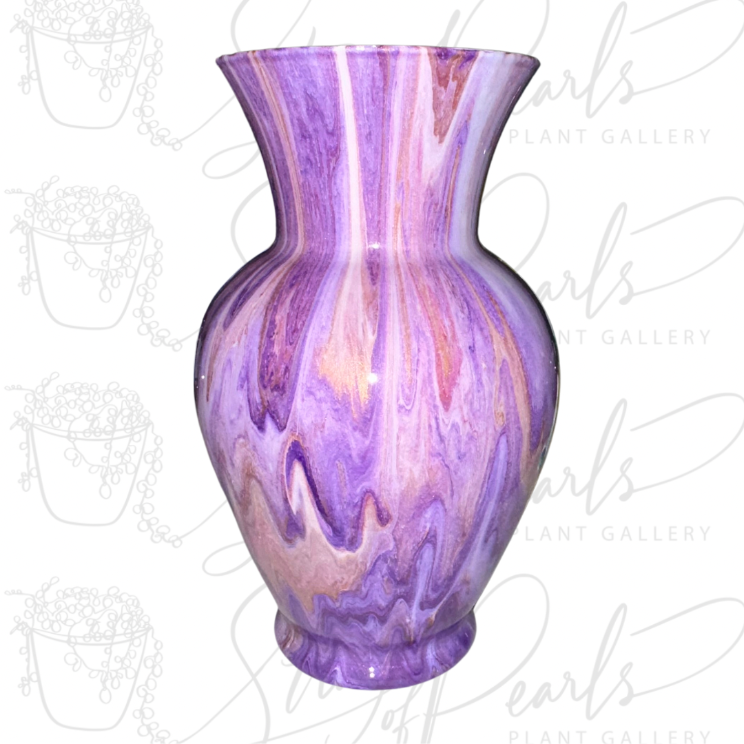 10.5 glass vase - decorative vase - purple and copper vase