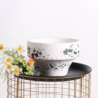Mottled Cyan Cement Planter - Small