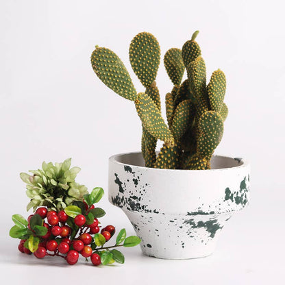 Mottled Cyan Cement Planter - Small