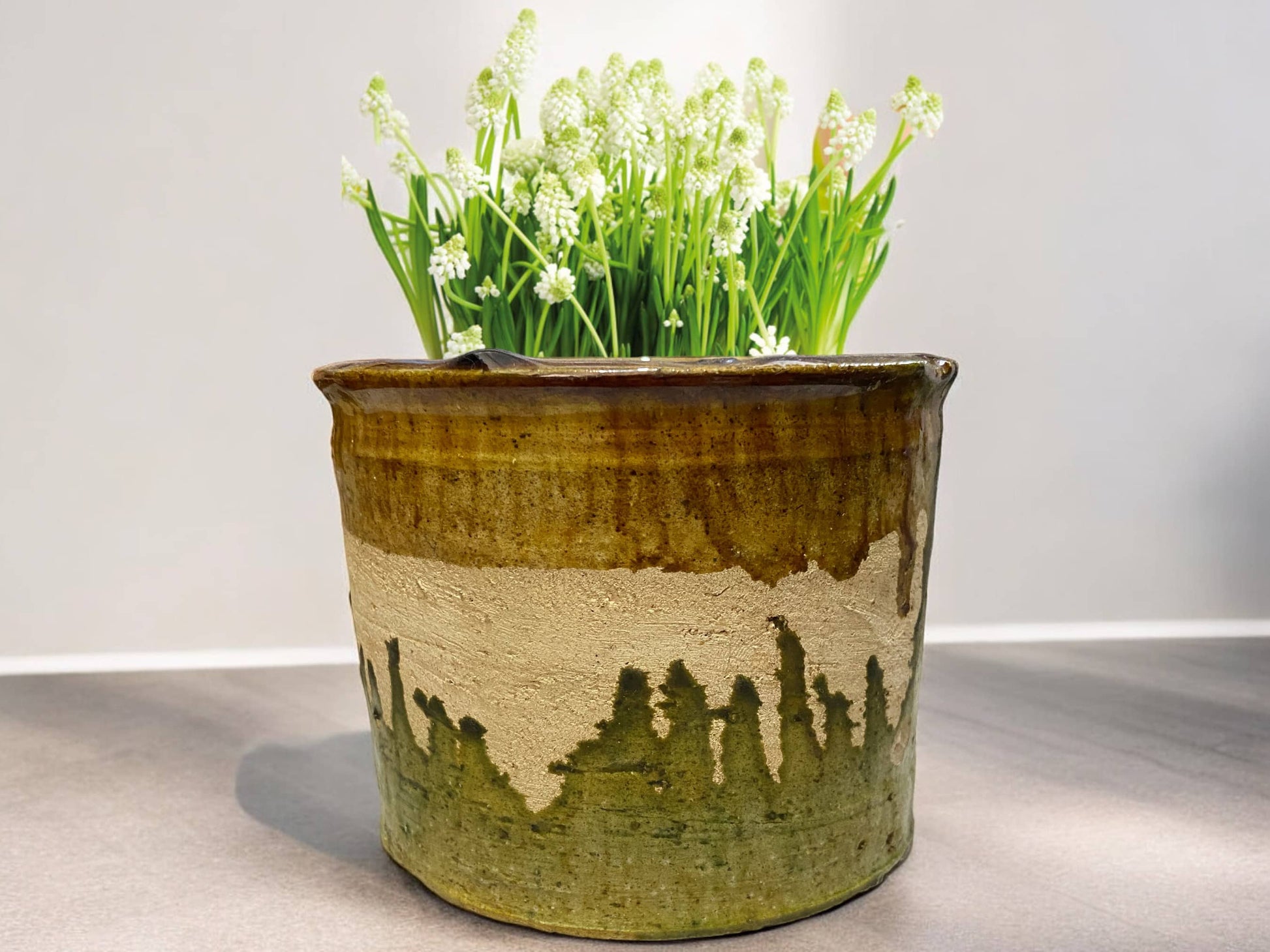 Handmade Moroccan Green & Ochre Glaze Tamegroute Planter/Pot: Small, Medium, Large Ceramic Pottery for Decoration, Plants-1